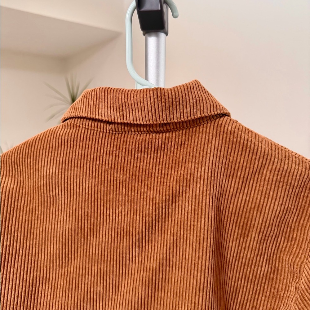 Women’s | Urban Outfitters Corduroy Zip Jacket Caramel Brown Cropped | Medium - Picture 7 of 8